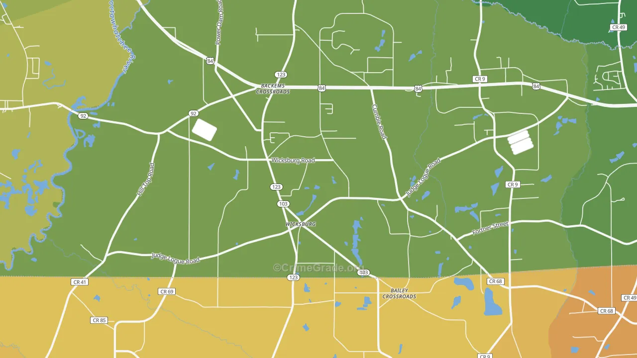 Wicksburg, AL Map of Burglary Rates