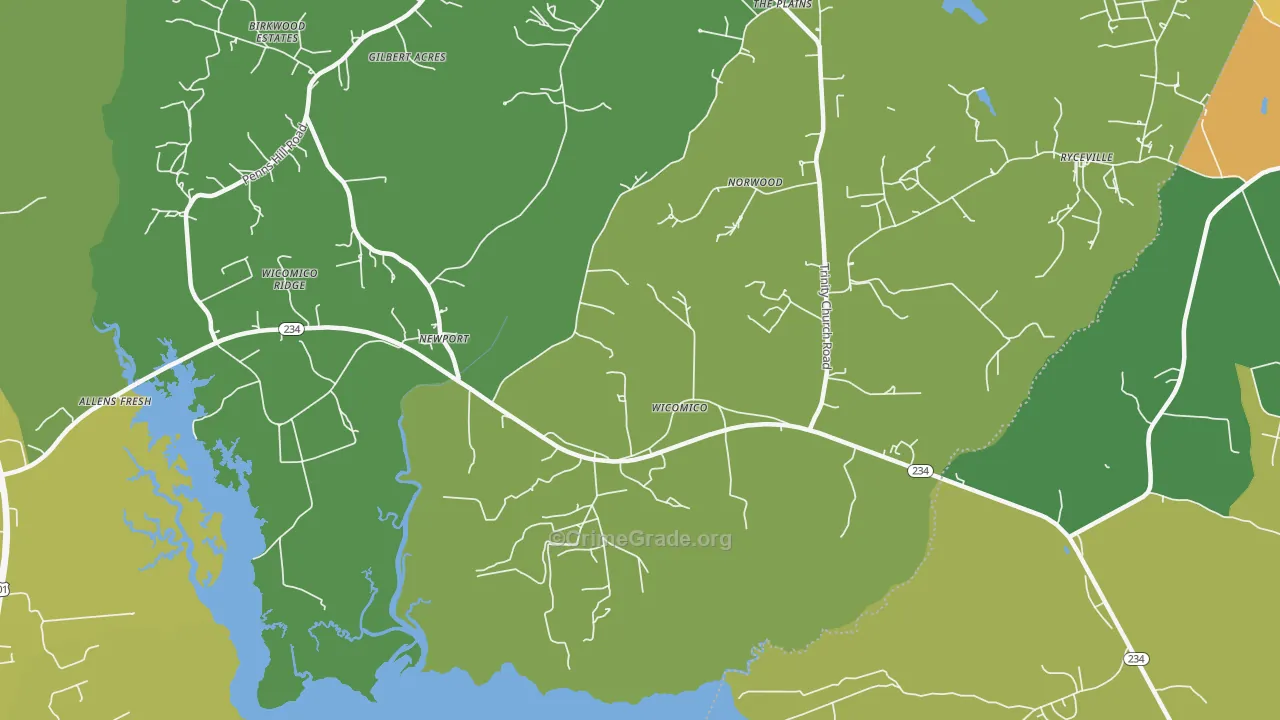 Wicomico, MD Map of Burglary Rates