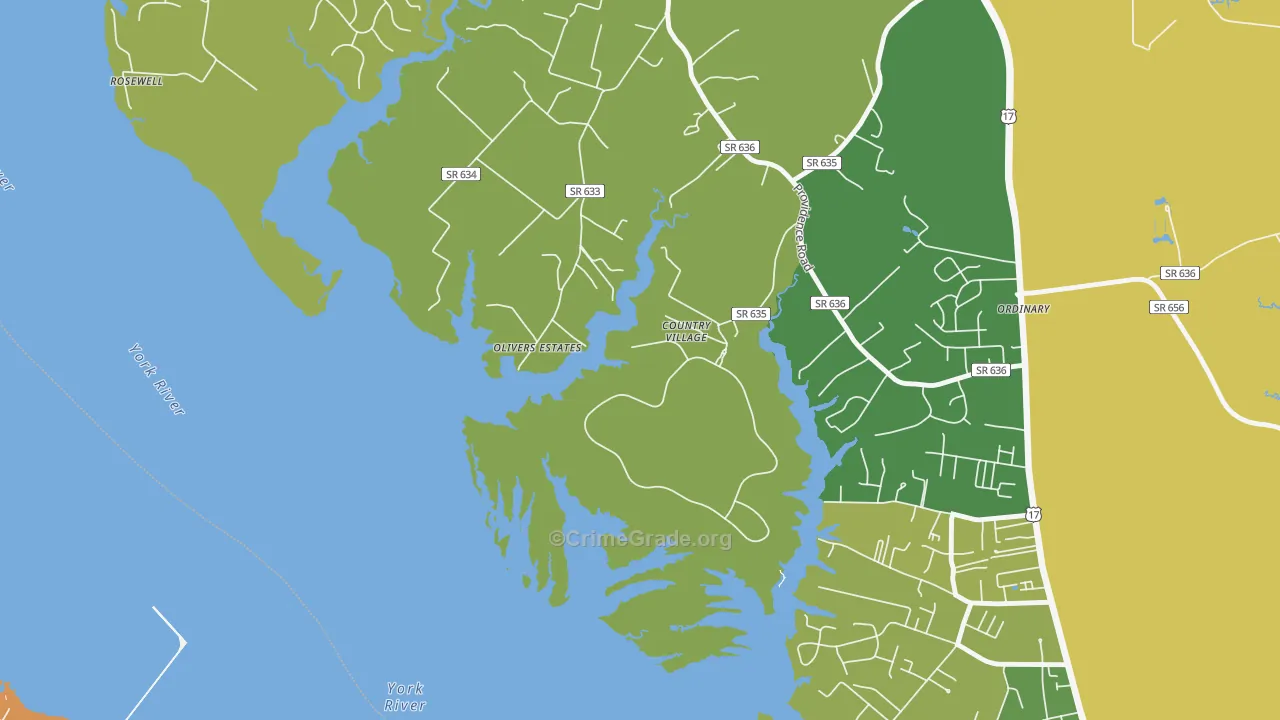 Wicomico, VA Map of Burglary Rates