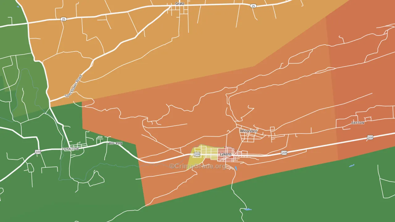 Wiconisco, PA Map of Burglary Rates