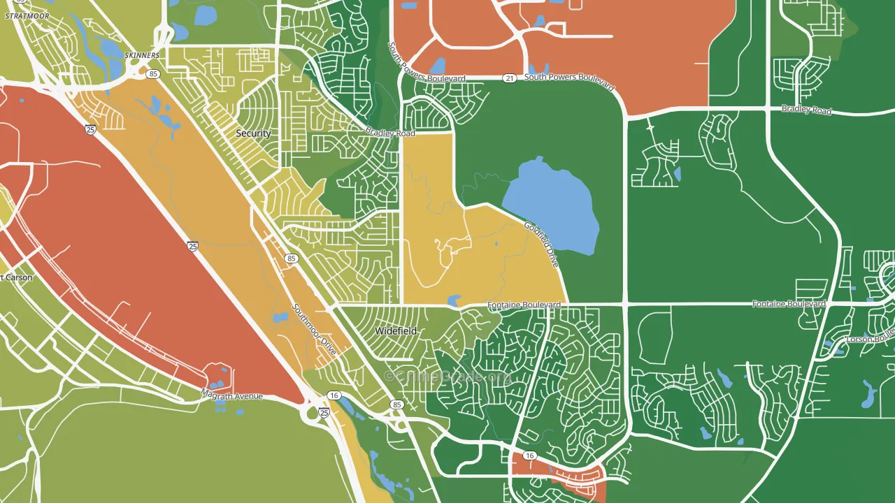 Widefield, Security-Widefield, CO Map of Burglary Rates