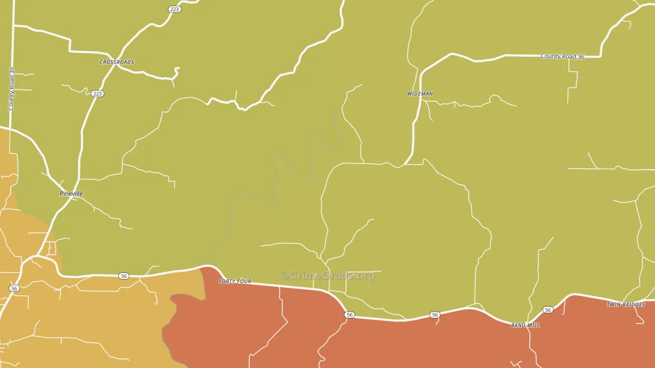 Wideman, AR Map of Burglary Rates