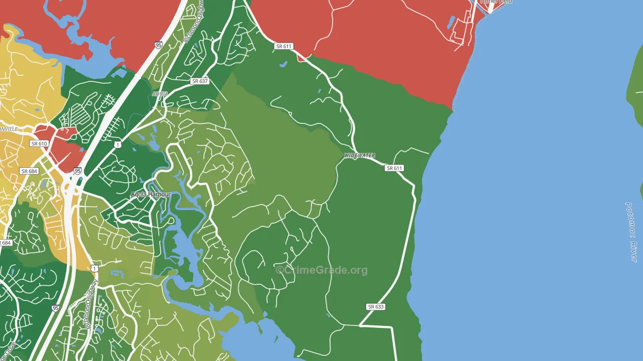 Widewater, VA Map of Burglary Rates