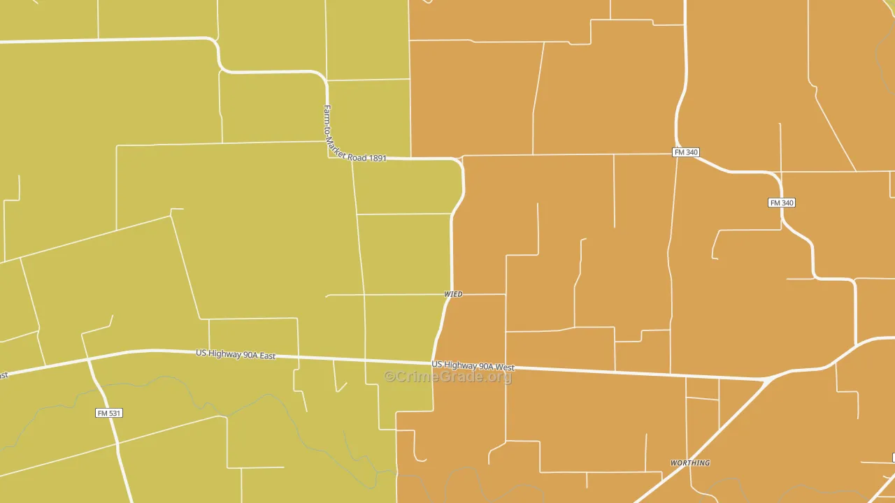 Wied, TX Map of Burglary Rates
