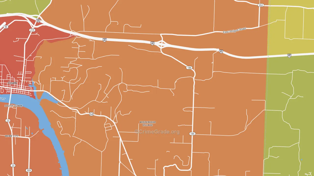 Wiederkehr Village, AR Map of Burglary Rates