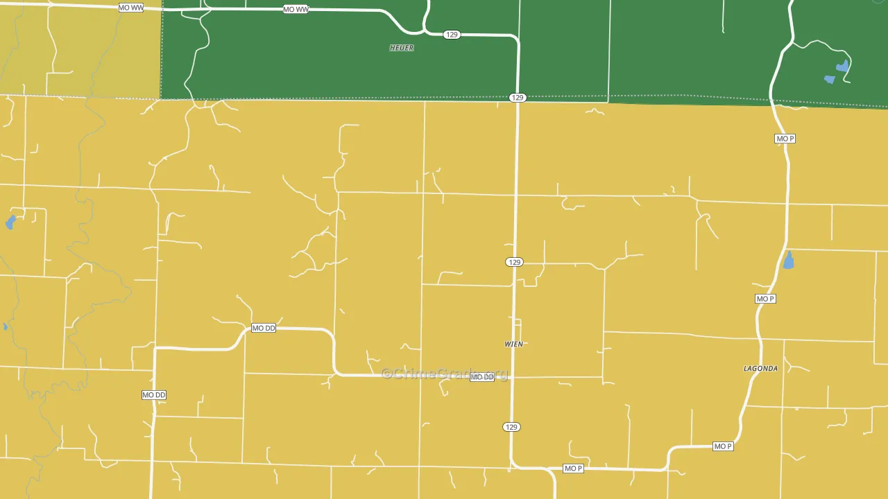 Wien, MO Map of Burglary Rates