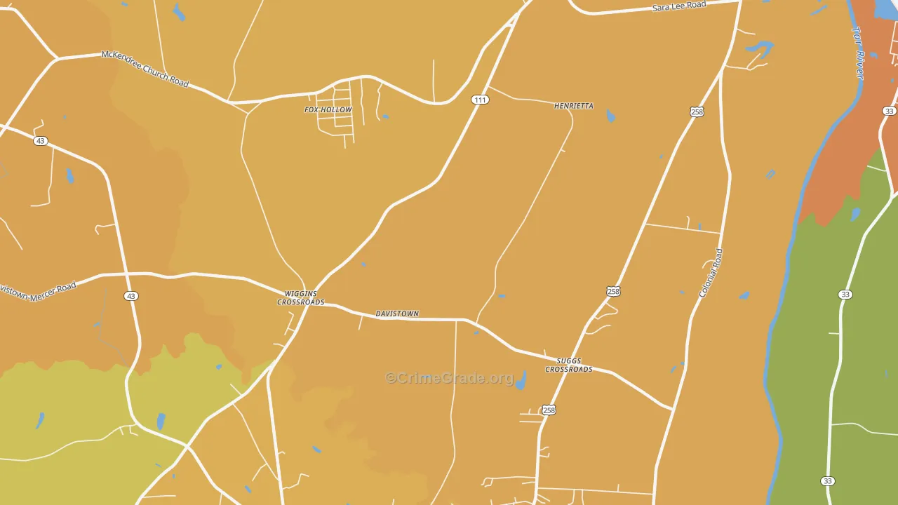 Wiggins Crossroads, NC Map of Burglary Rates