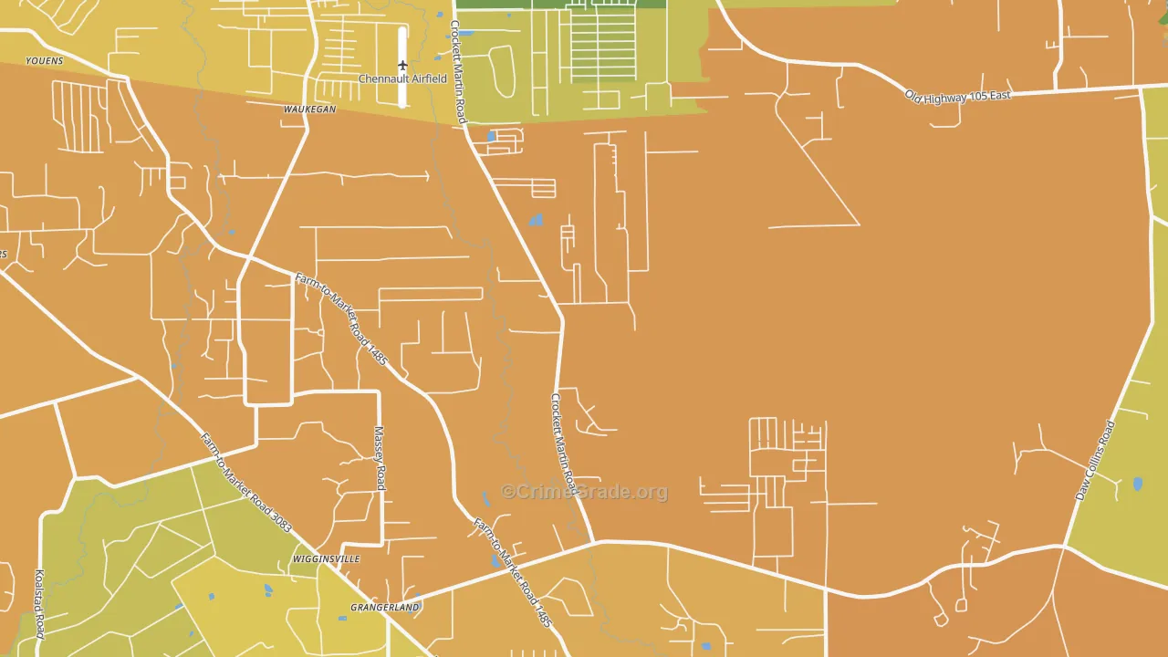 Wigginsville, TX Map of Burglary Rates