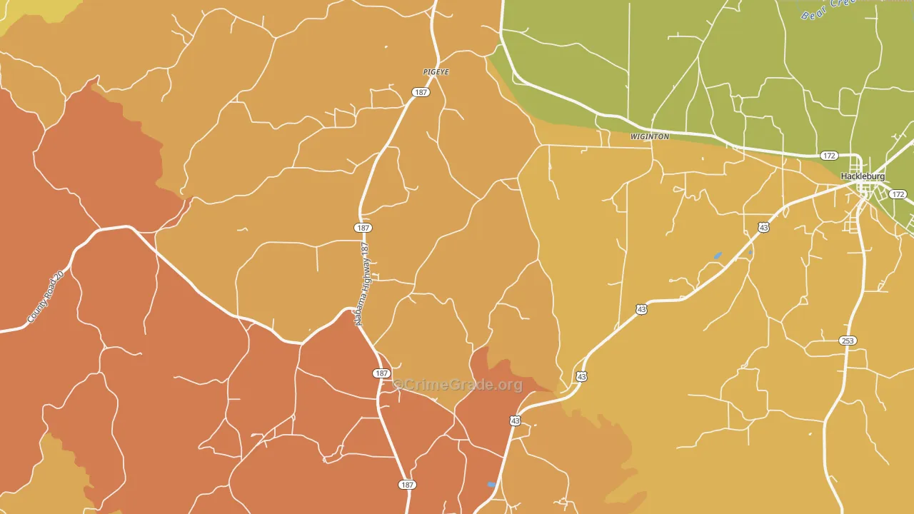 Wiginton, AL Map of Burglary Rates