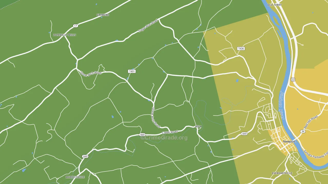 Wila, PA Map of Burglary Rates