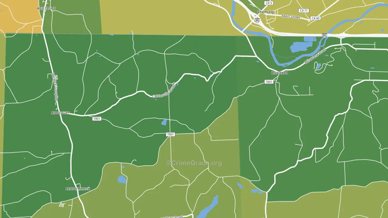 Wilawana, PA Map of Burglary Rates