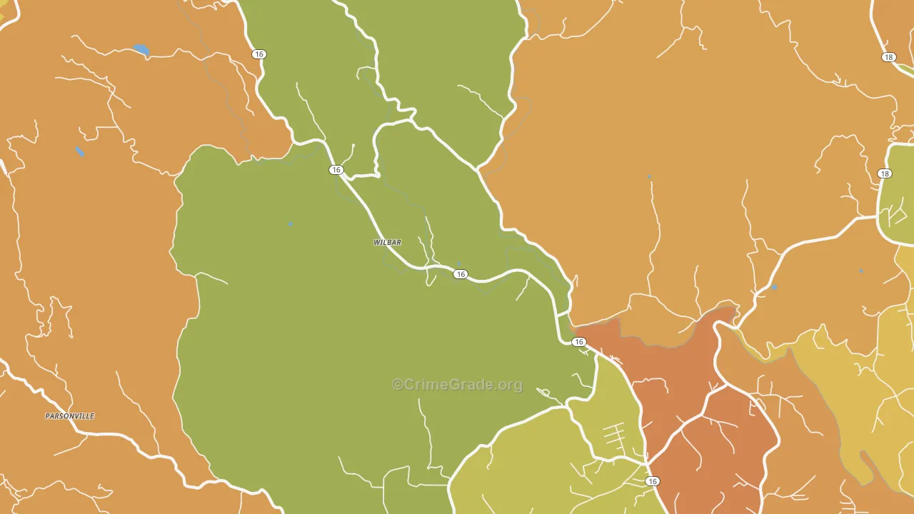 Wilbar, NC Map of Burglary Rates