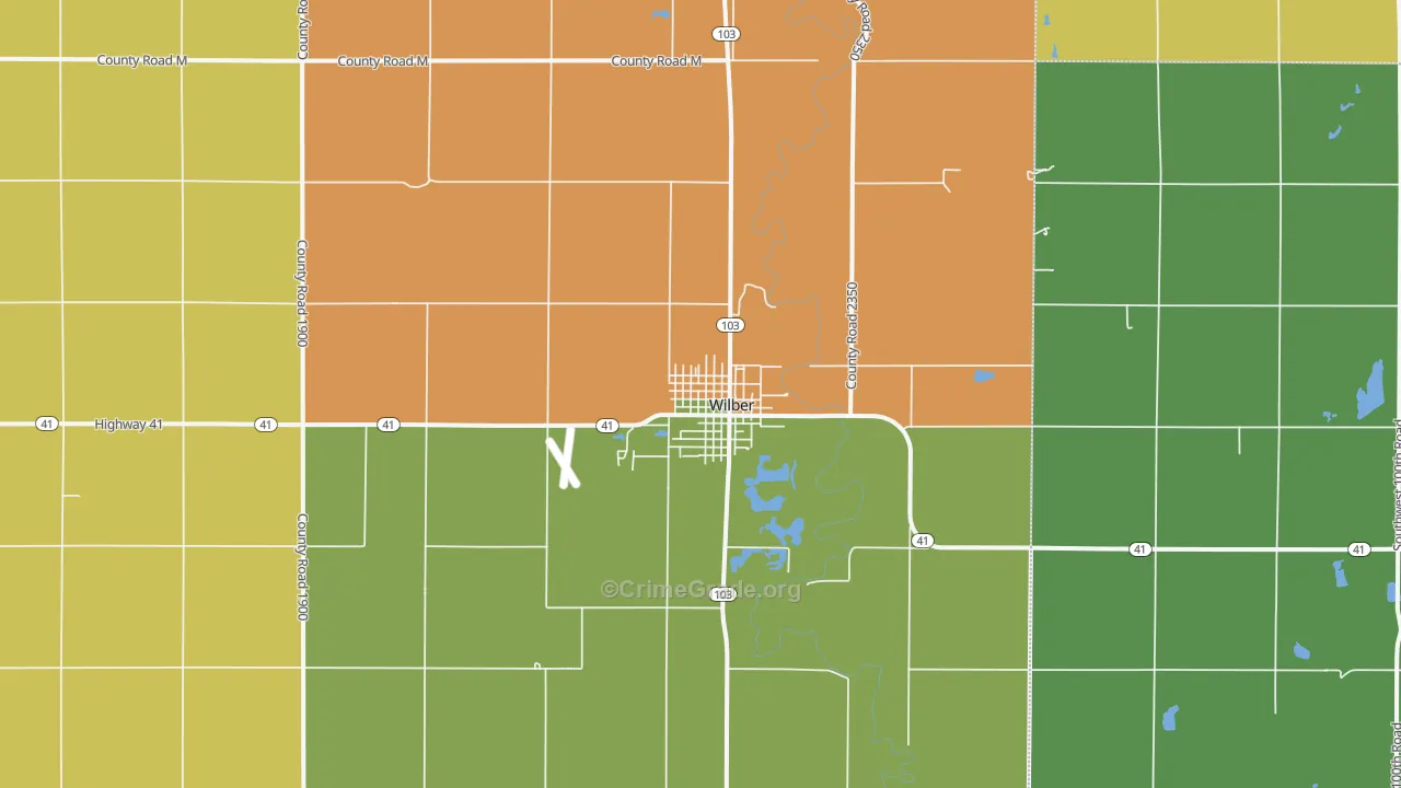 Wilber, NE Map of Burglary Rates