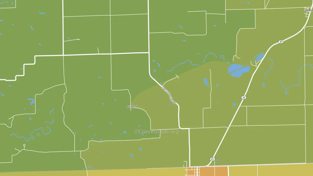 Wilbern, IL Map of Burglary Rates