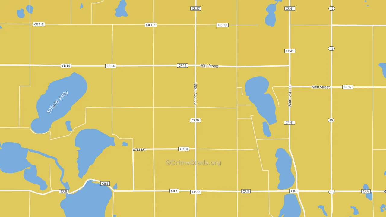 Wilbert, MN Map of Burglary Rates