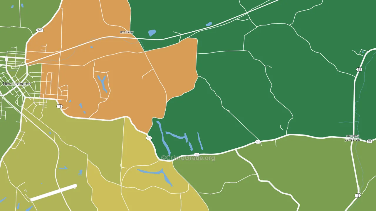 Wilbren, OH Map of Burglary Rates