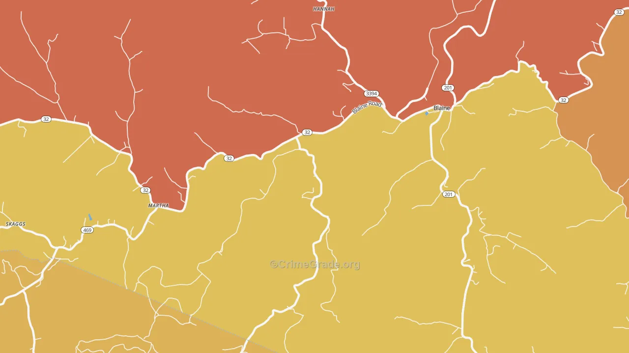 Wilbur, KY Map of Burglary Rates