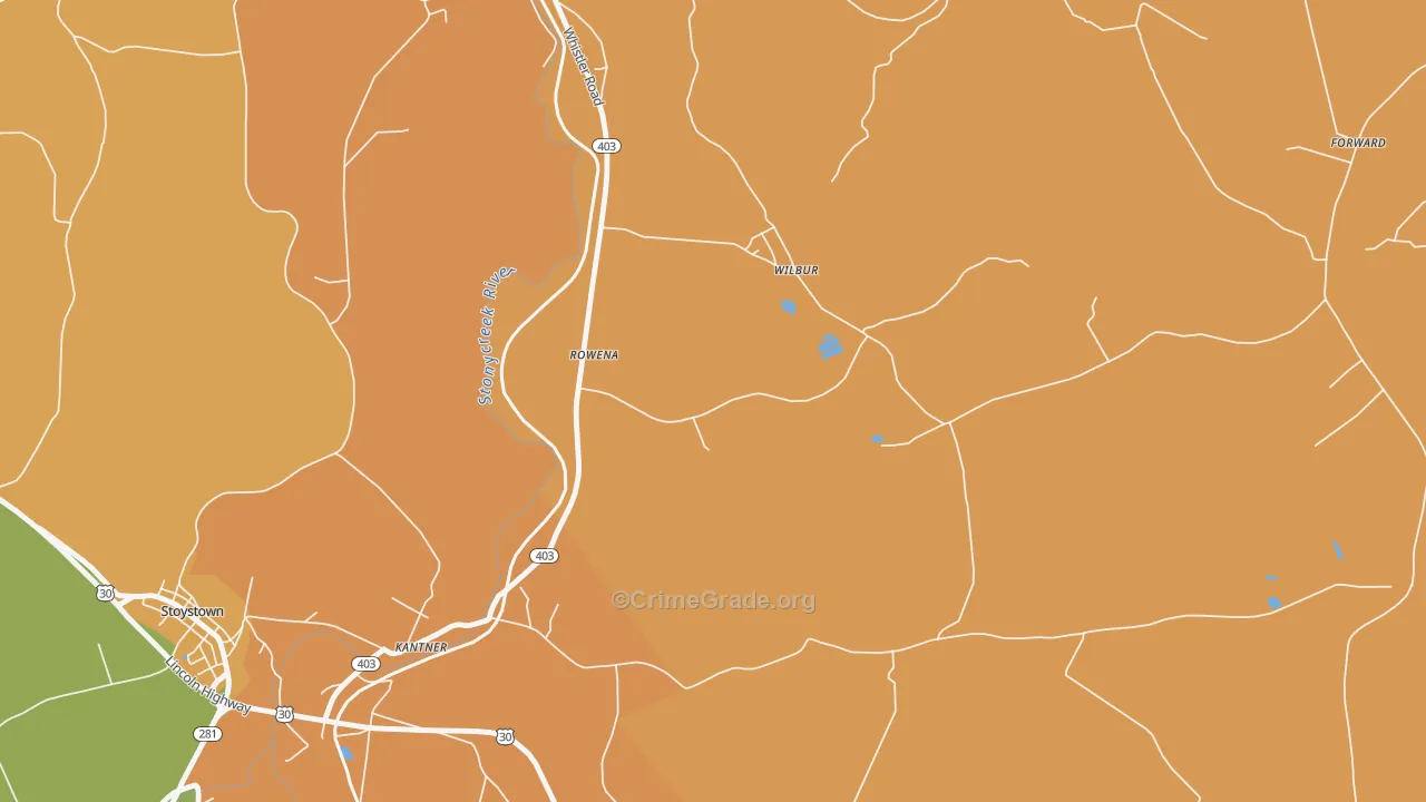 Wilbur, PA Map of Burglary Rates
