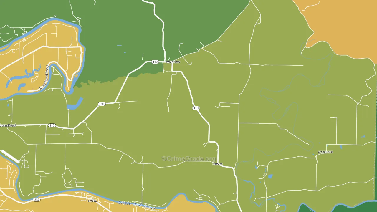 Wilburn, AR Map of Burglary Rates