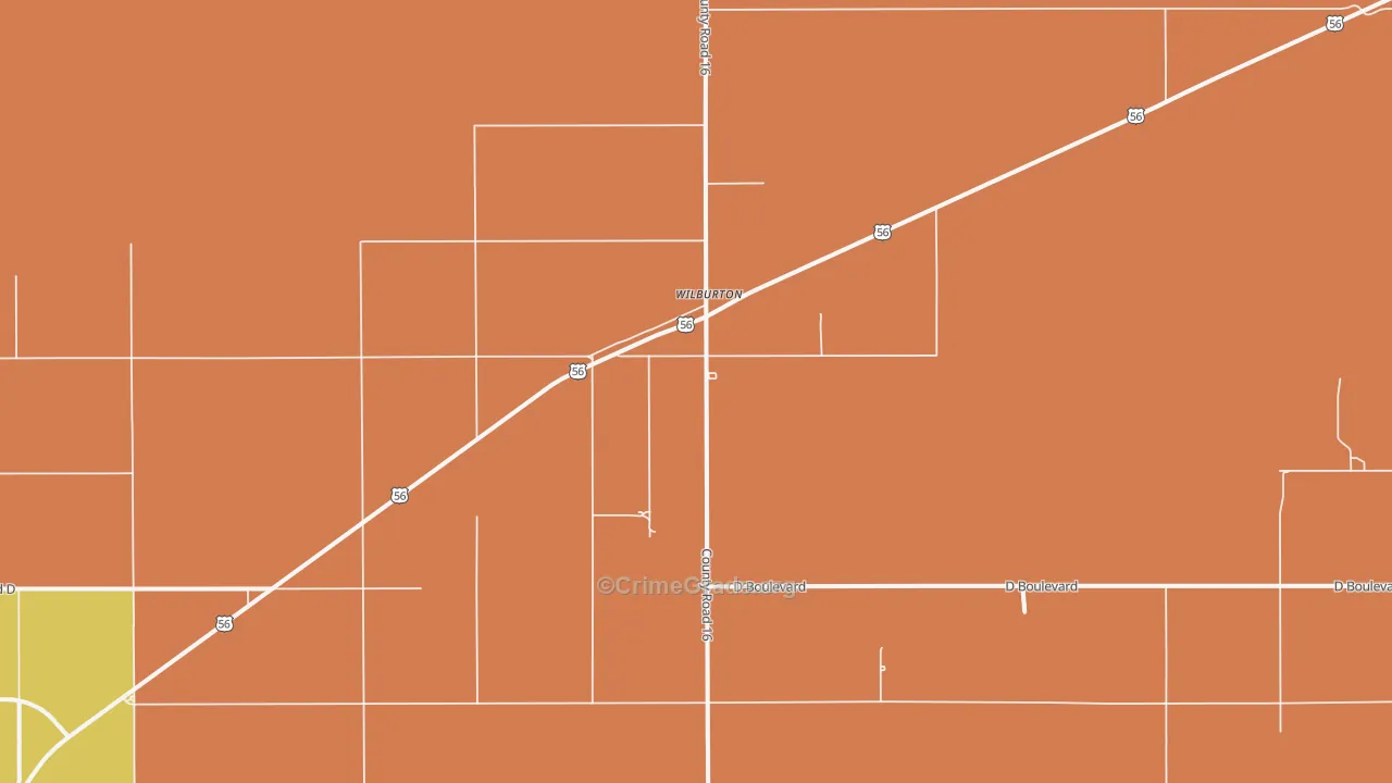 Wilburton, KS Map of Burglary Rates
