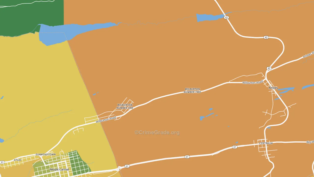 Wilburton Number Two, PA Map of Burglary Rates