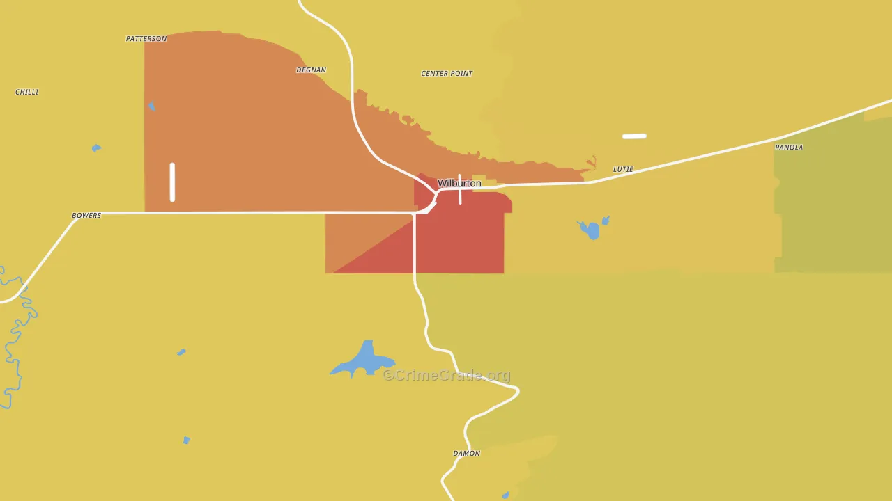 Wilburton, OK Map of Burglary Rates