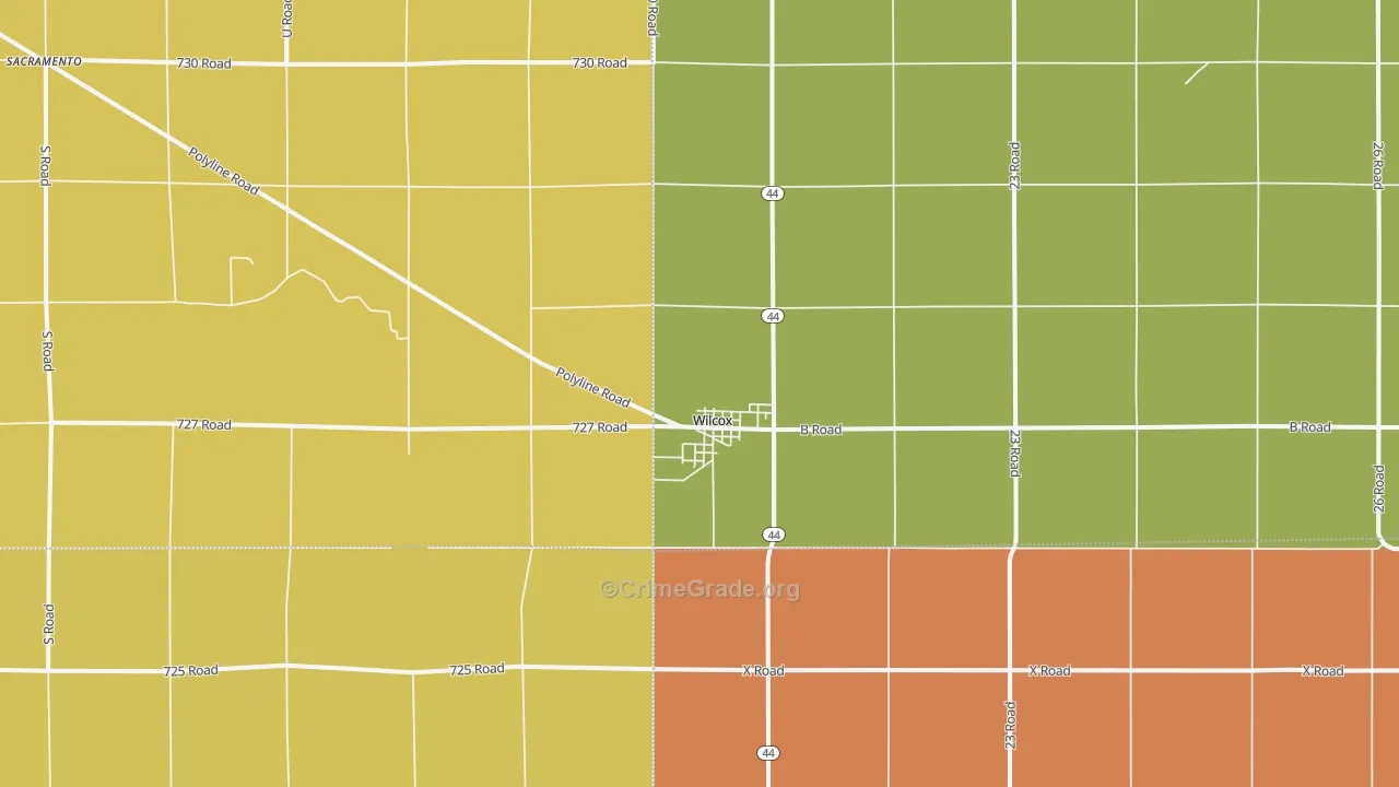 Wilcox, NE Map of Burglary Rates