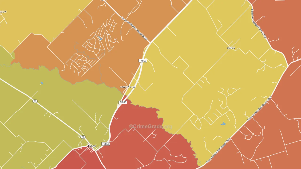 Wilcox, TX Map of Burglary Rates