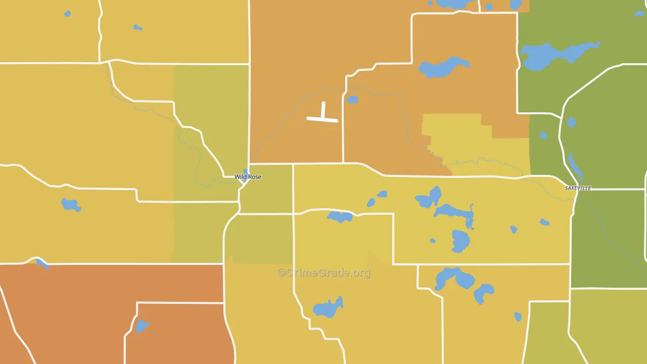 Wild Rose, WI Map of Burglary Rates