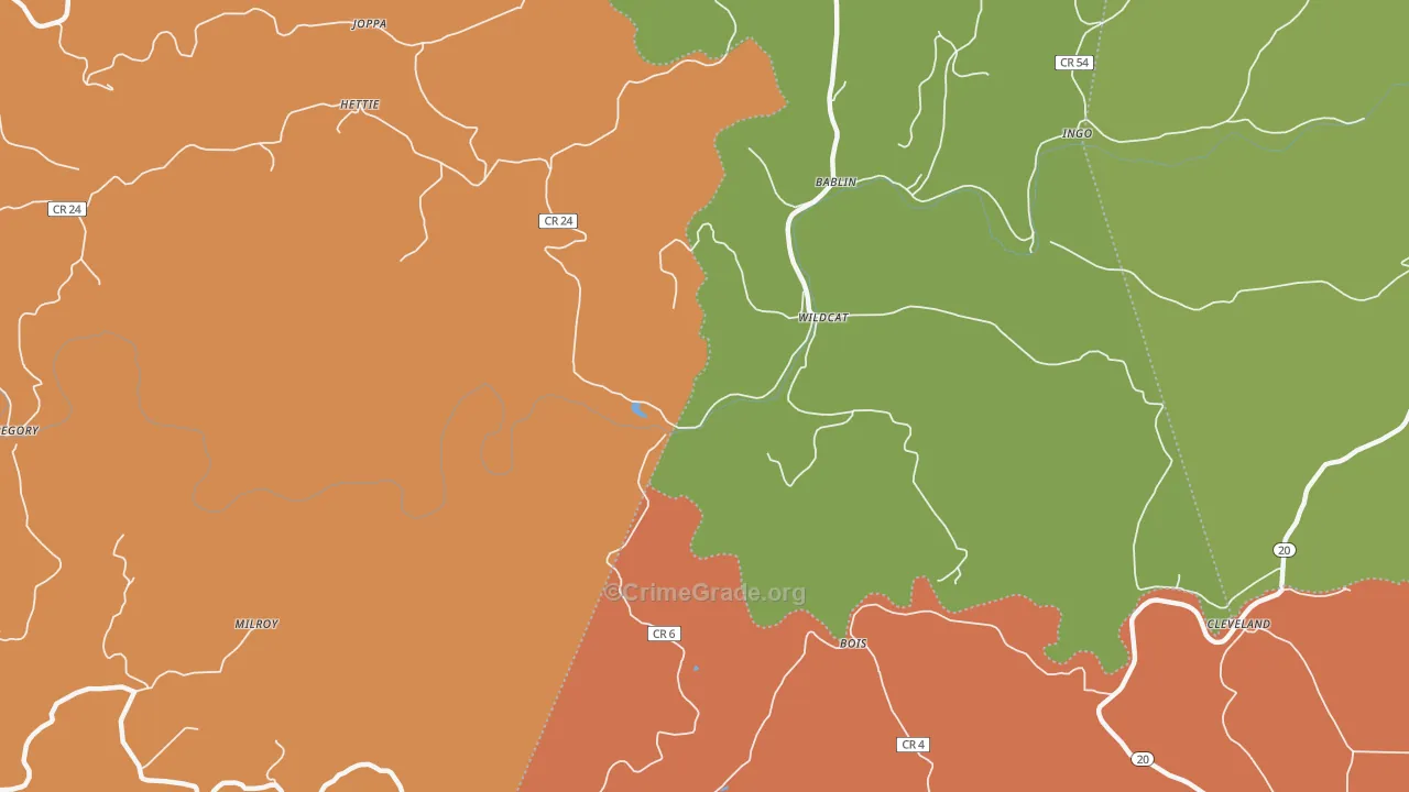 Wildcat, WV Map of Burglary Rates