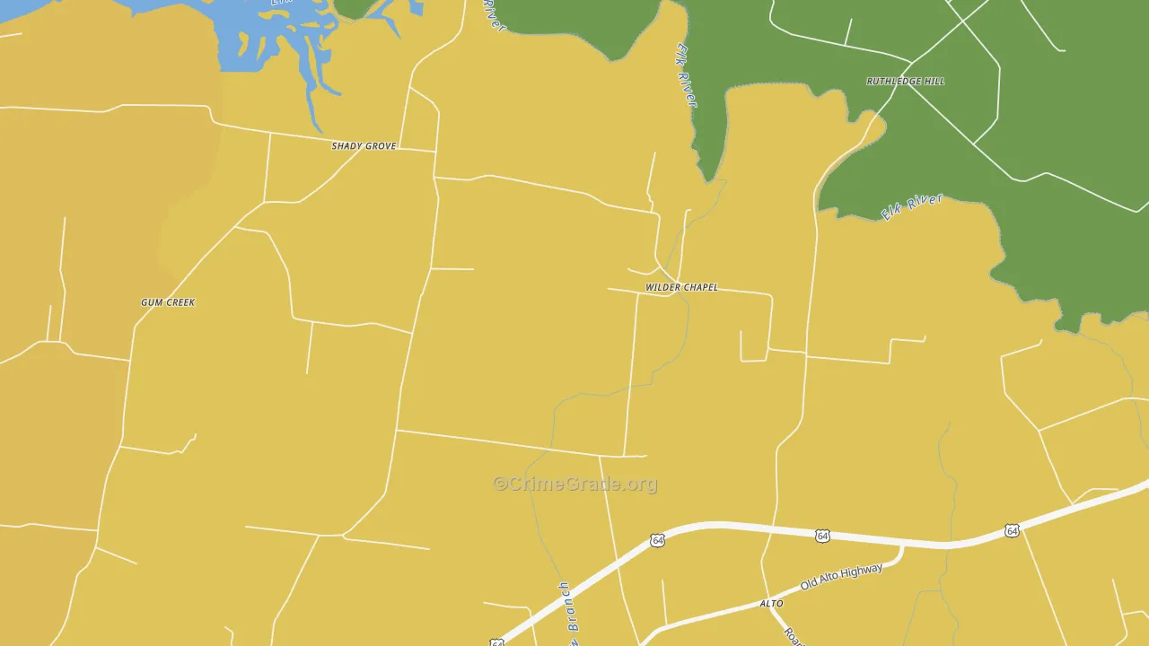 Wilder Chapel, TN Map of Burglary Rates