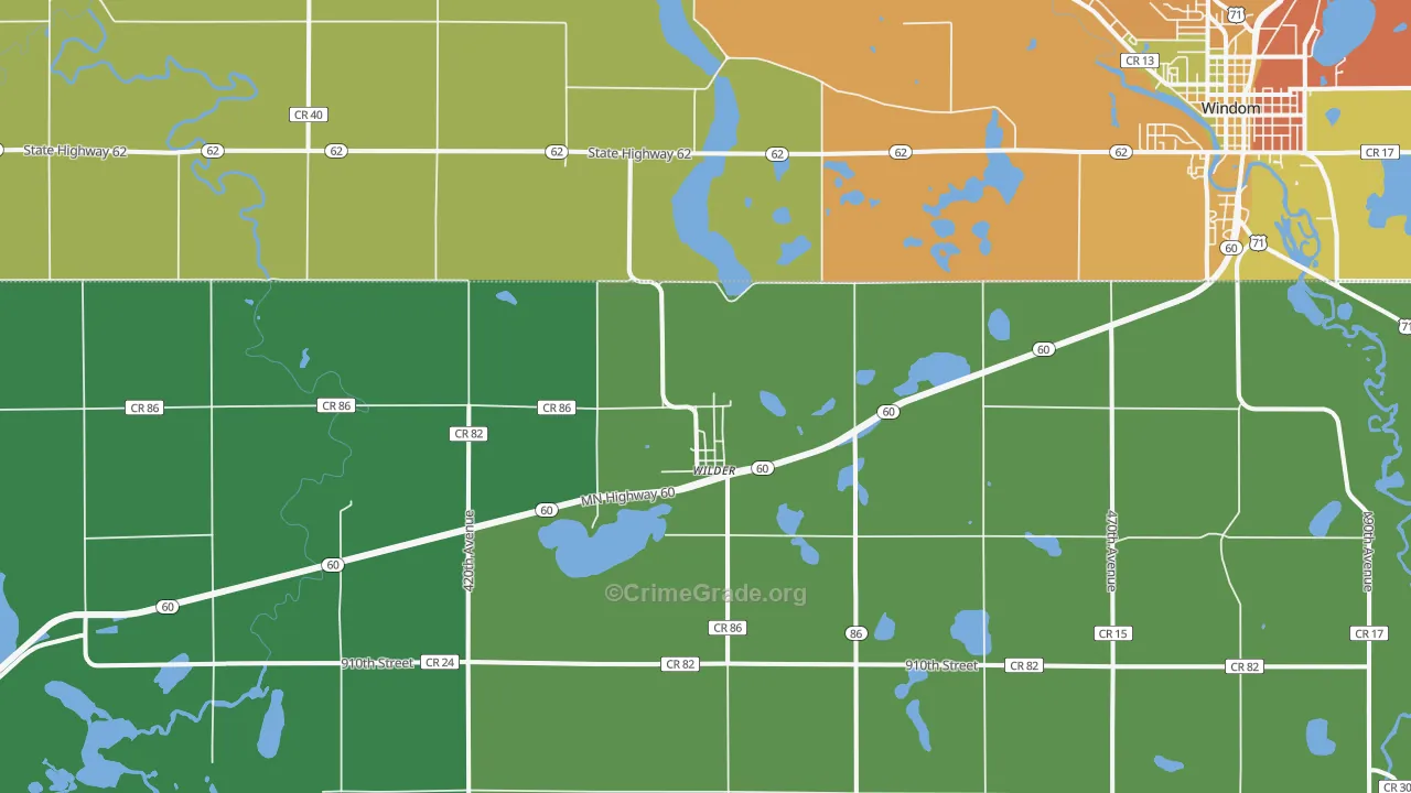 Wilder, MN Map of Burglary Rates
