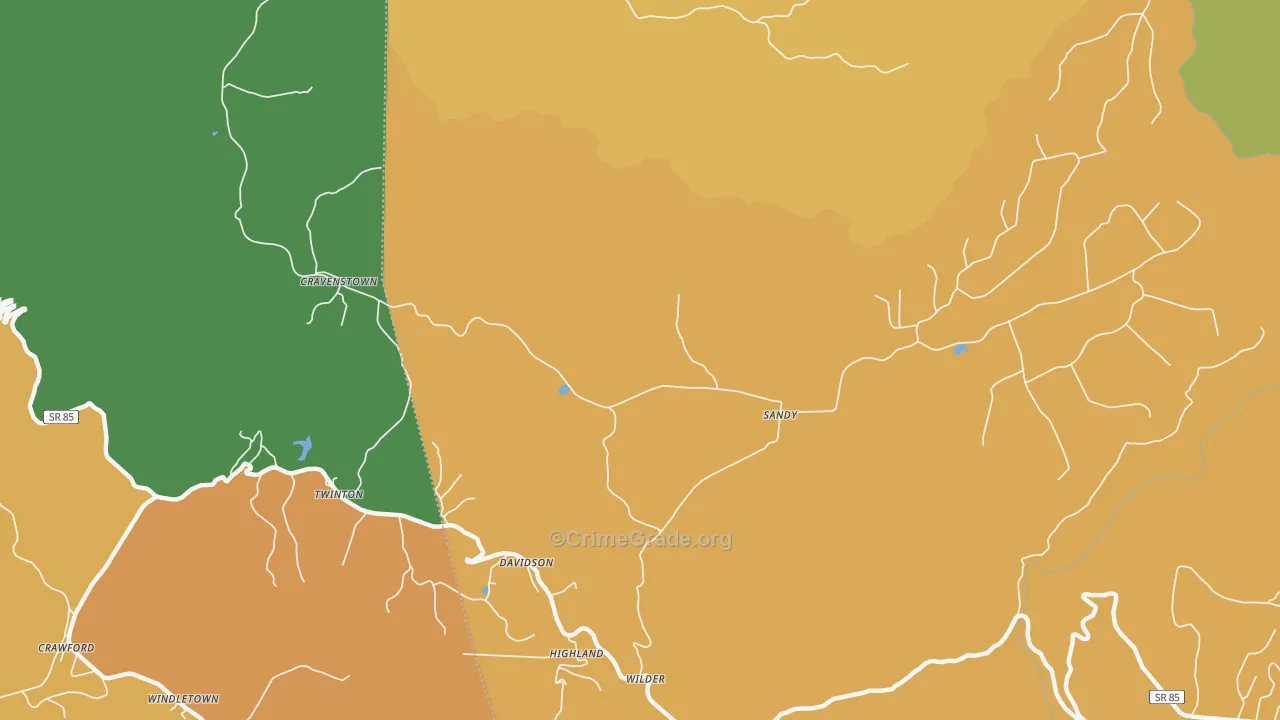 Wilder, TN Map of Burglary Rates