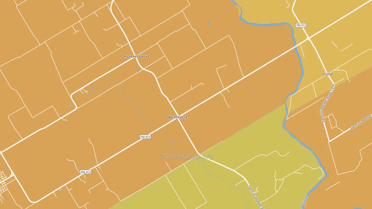 Wilderville, TX Map of Burglary Rates