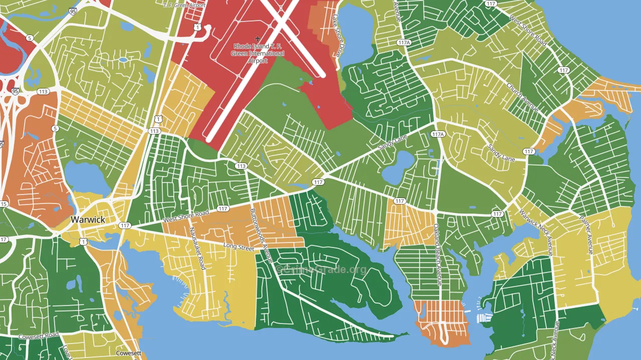 Wildes Corner, Warwick, RI Map of Burglary Rates