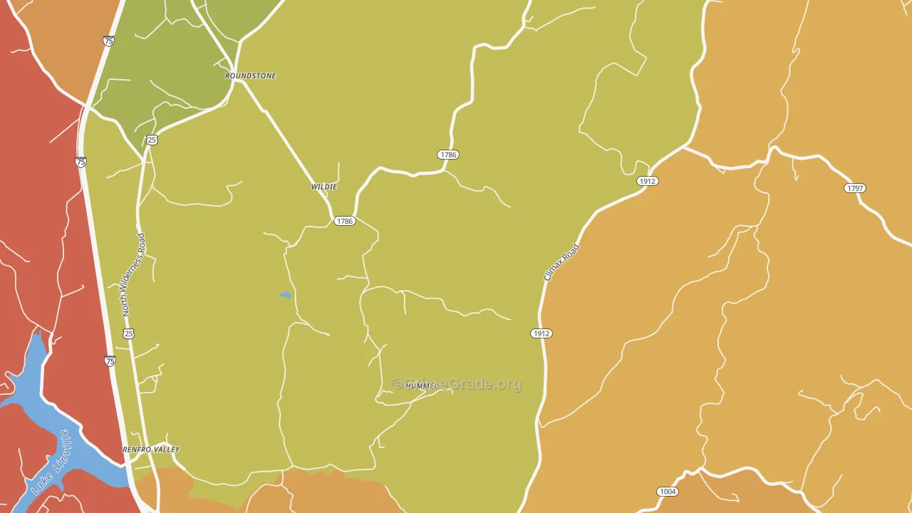 Wildie, KY Map of Burglary Rates