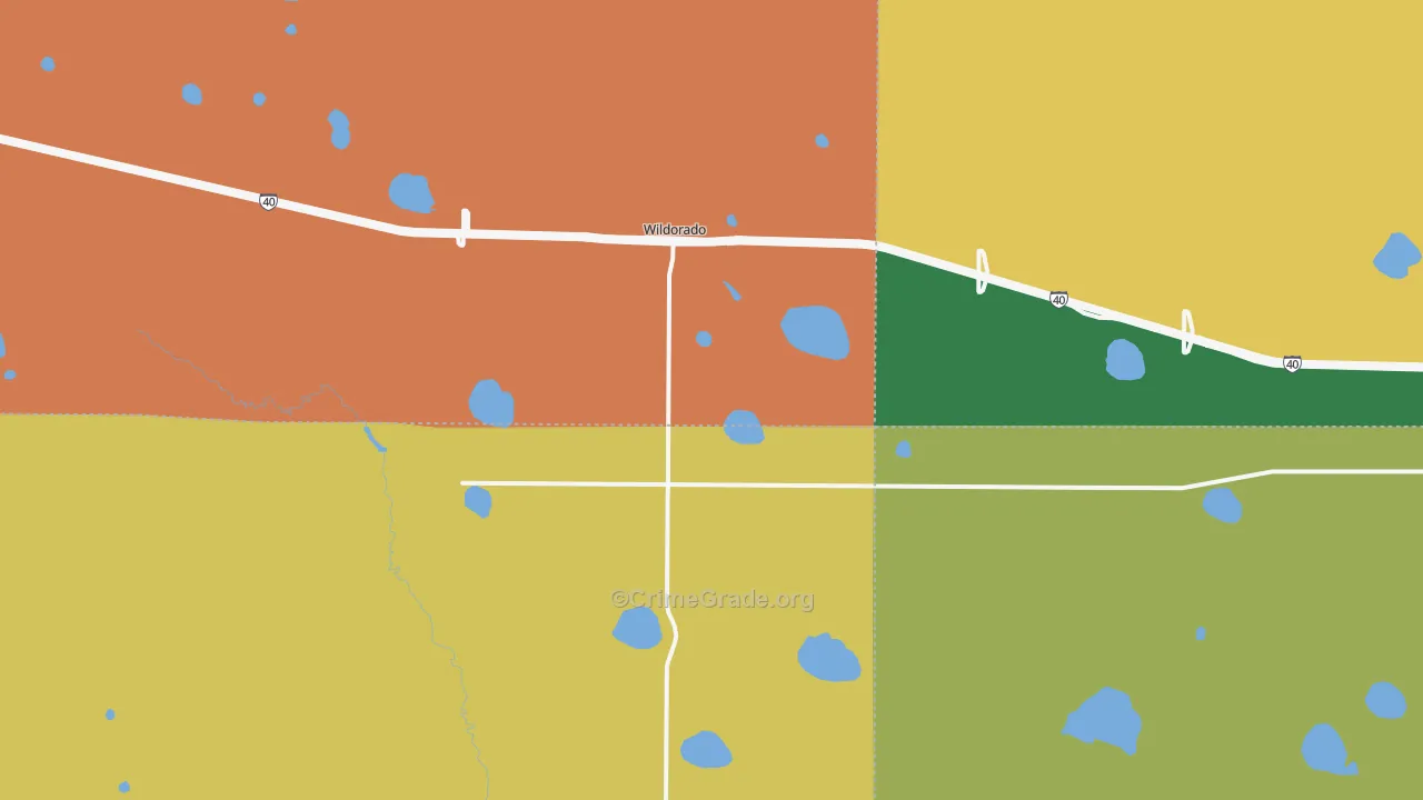 Wildorado, TX Map of Burglary Rates