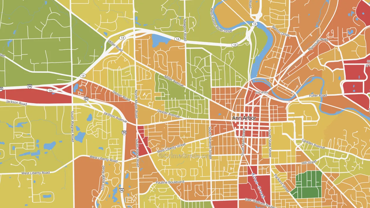 Wildwood, Ann Arbor, MI Map of Burglary Rates