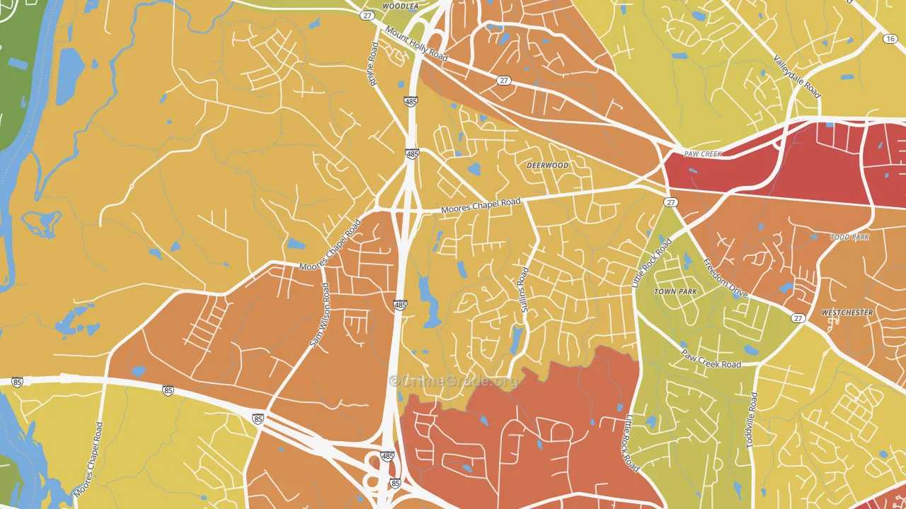 Wildwood, Charlotte, NC Map of Burglary Rates