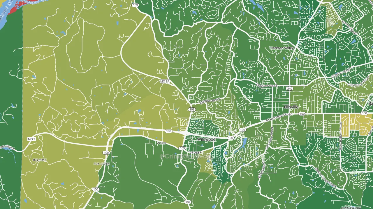 Wildwood, MO Map of Burglary Rates
