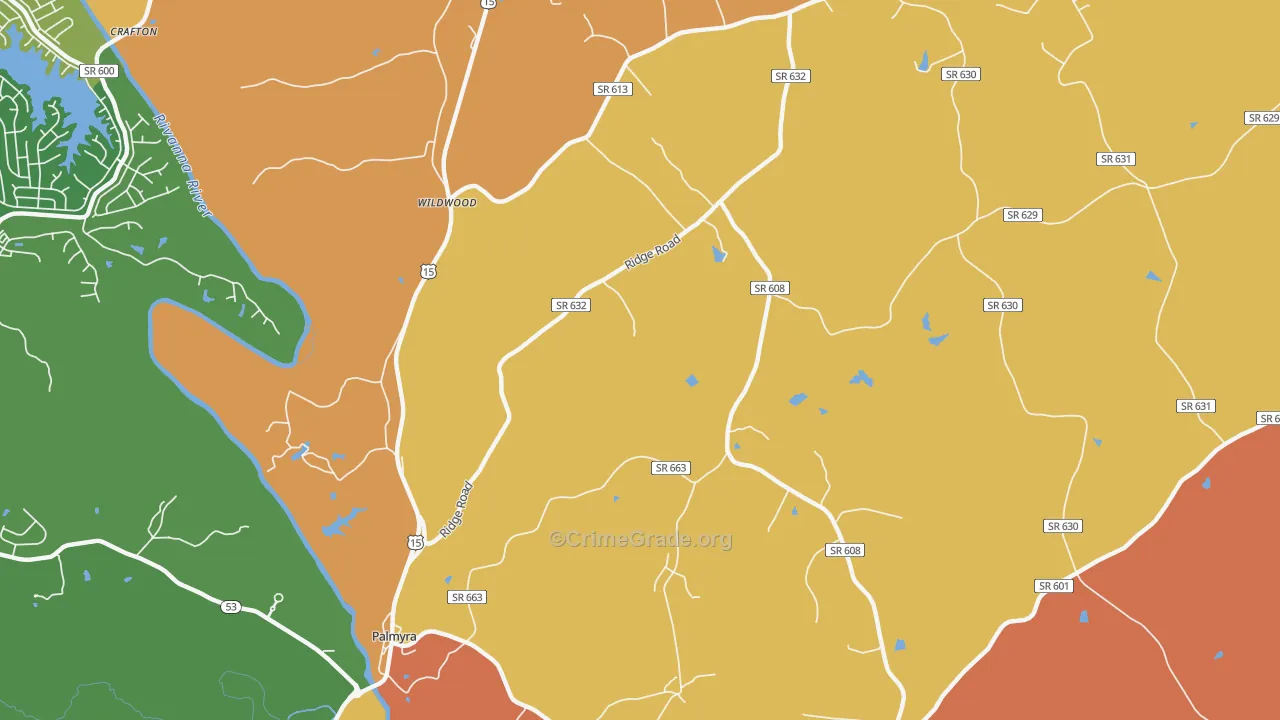 Wildwood, VA Map of Burglary Rates