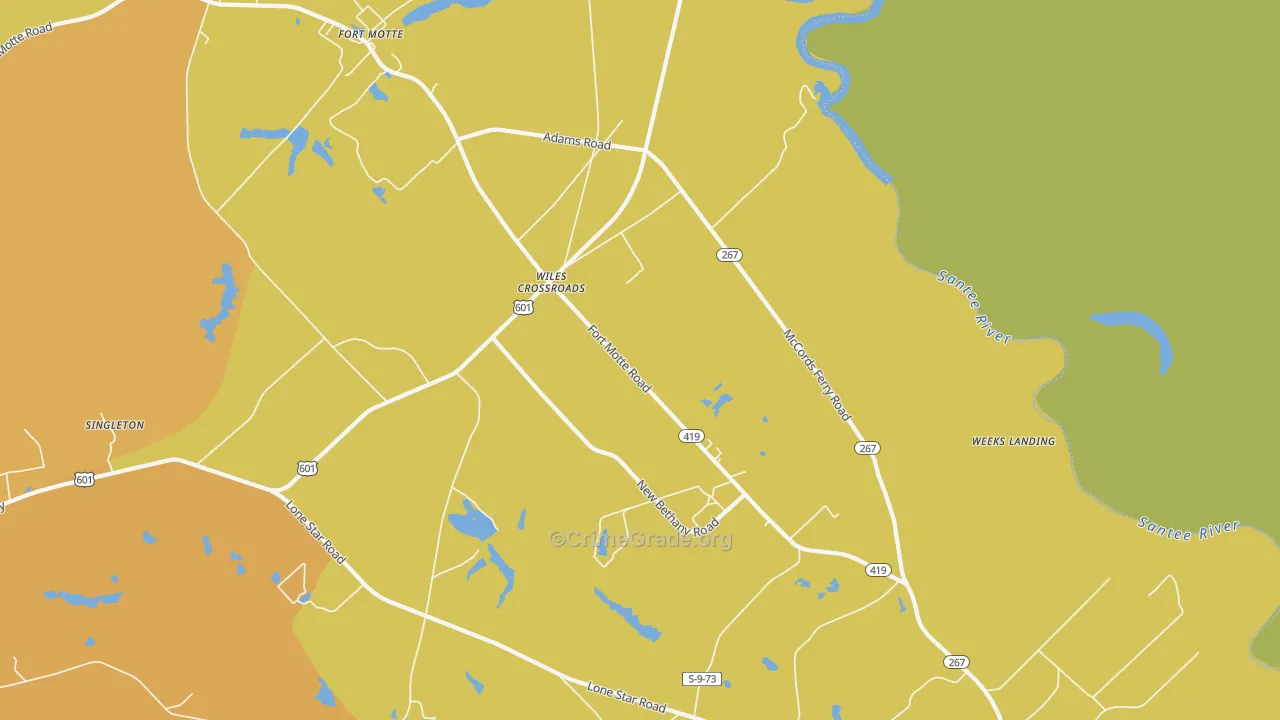 Wiles Crossroads, SC Map of Burglary Rates