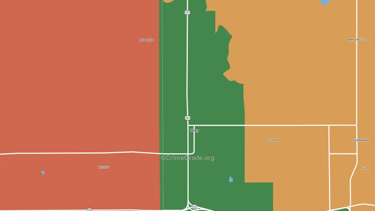 Wiley, CO Map of Burglary Rates