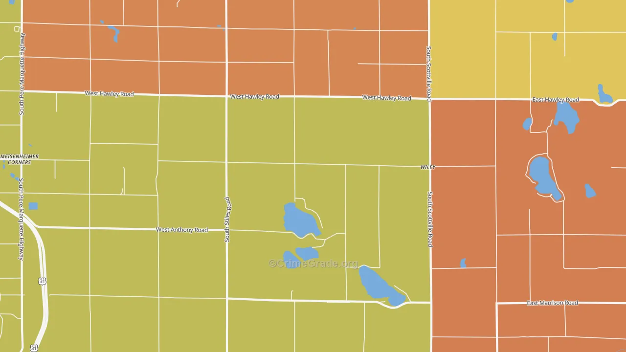 Wiley, MI Map of Burglary Rates