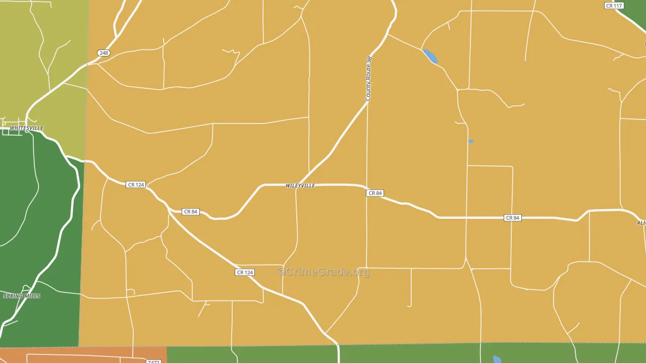 Wileyville, NY Map of Burglary Rates