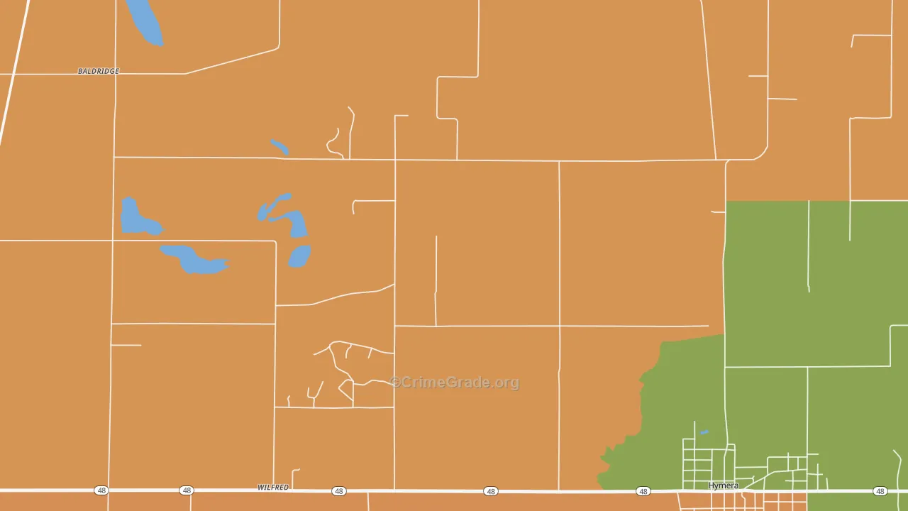 Wilfred, IN Map of Burglary Rates