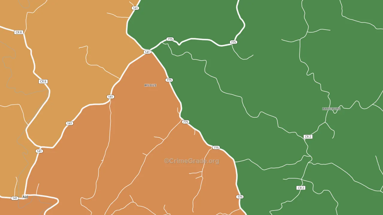 Wilgus, OH Map of Burglary Rates