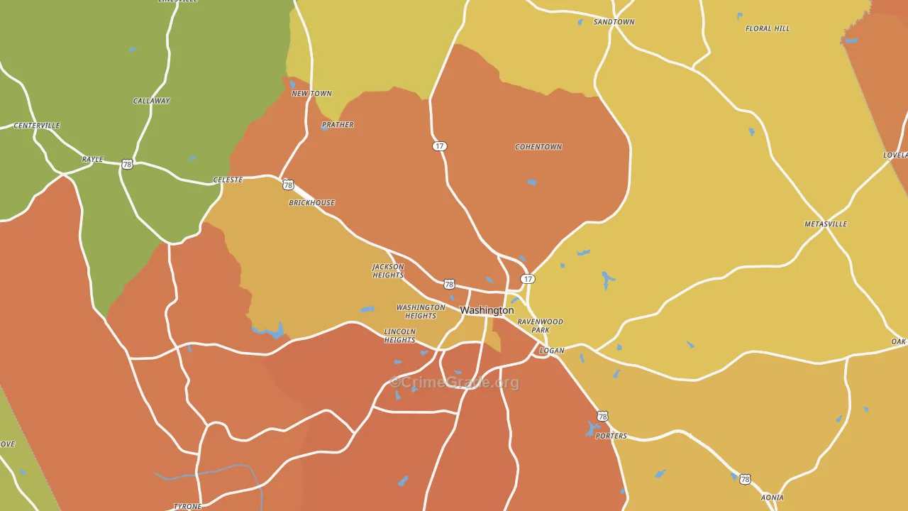 Wilkes County, GA Map of Burglary Rates