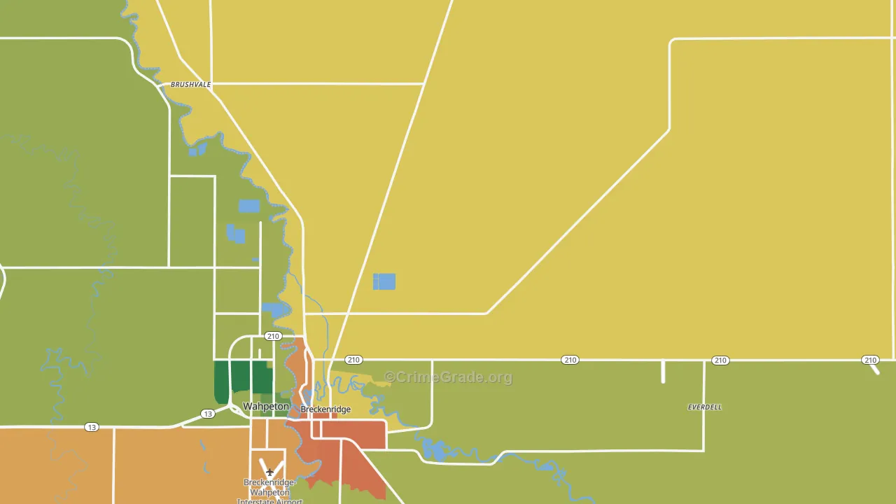Wilkin County, MN Map of Burglary Rates