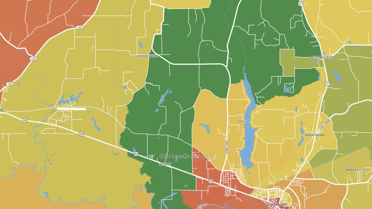 Wilkins, TX Map of Burglary Rates